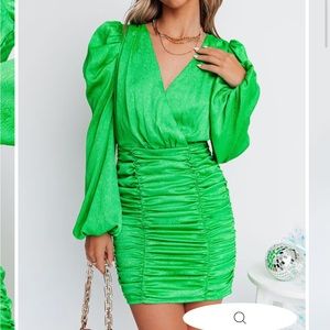 Beautiful mind ruched puff sleeve mini dress
